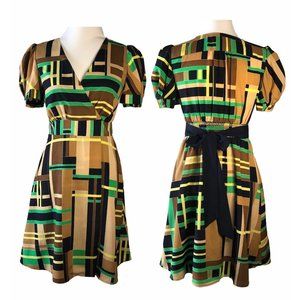 The Webster Miami at Target V-neck Midi Retro Geometric Print Dress Women's Sm